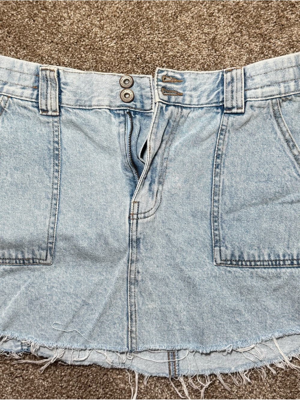Ardene Light Blue Denim Mini Skirt with Button Detail
